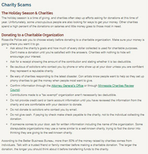 Image elucidating Charity Scams