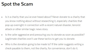 Image highlighting Charity Scams