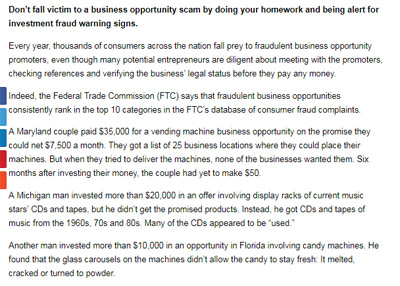 Business Opportunity Scams