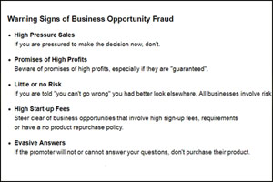 Business Opportunity Scams